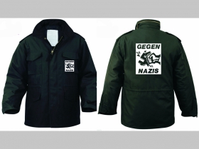 Gegen Nazis  Zimná bunda M-65 čierna, čiastočne nepremokavá, zateplená odnímateľnou štepovanou podšívkou-Thermo Liner pripevnenou gombíkmi 